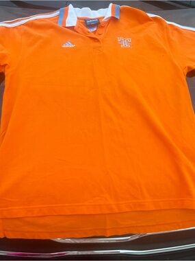 Vintage Adidas Lady Volunteers UT Orange Unisex Polo Shirt Size L
